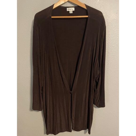 Coldwater Creek Cardigan Womens 3X Brown Open Front Lightweight Drape Plus USA - Picture 1 of 8
